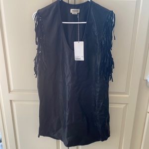 Zadig & Voltaire Leather fringe mini dress lambs leather